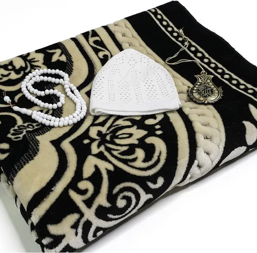 Vista 3 de Modefa Alfombra de oración de terciopelo islámico turco, gruesa, ancha, suave, para hombres y mujeres, tapete de oración grande, regalo de Eid