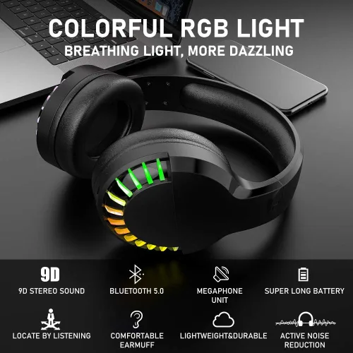Vista 6 de Wireless Gaming Keyboard Mouse Bluetooth Headset Kit with 16 RGB Backlit Rechargeable Battery Metal Mechanical Ergonomic Waterproof Dustproof
