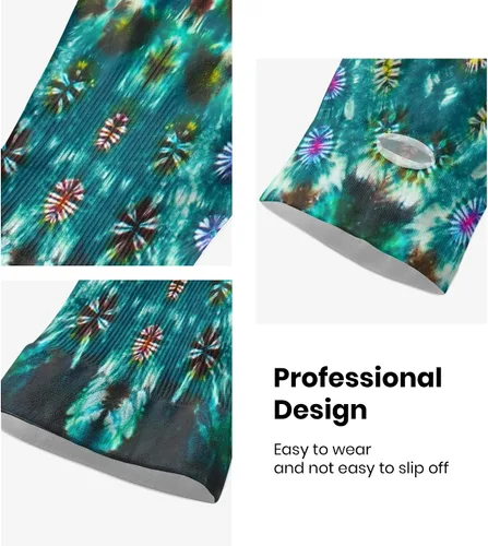 Vista 5 de Mangas de brazo deportivas Mandalas Tie Dye UV protección solar brazo de enfriamiento para jardinería granja mujeres y hombres, 1 par, Negro
