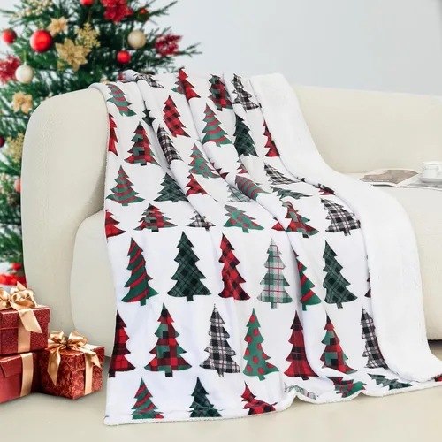 Vista 31 de Elegant Comfort - Manta reversible y ultra suave de franela con forro polar - Manta de sherpa navideña de invierno - Ligera, suave y acogedora