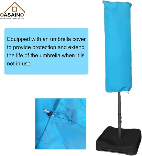 Vista 8 de CASAINC Sombrilla de patio de 15 pies con base de doble cara para exteriores, sombrilla rectangular doble con manivela, para jardín, terraza