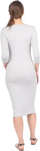 Vista 3 de Kosher Casual Vestido midi modesto hasta la rodilla con mangas 3-4 para mujer