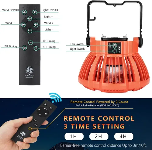 Vista 5 de YEX-BUR Ventilador de techo portátil para batería Black and Decker 20v