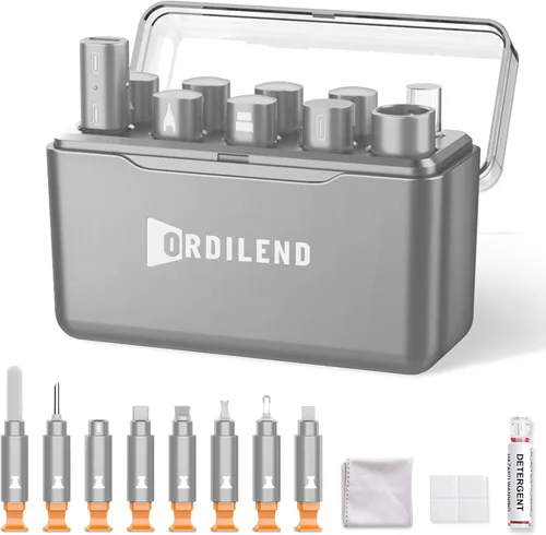 Vista 8 de Ordilend Kit de limpieza para iPhone para limpiador de puerto de carga, multiherramienta de reparación de limpiador de iPhone, cable Lightning, kit