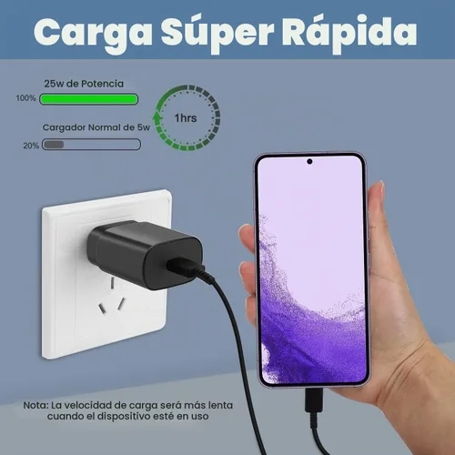 Vista 7 de Cargador USB-C de carga súper rápida de 25 W para Samsung Galaxy A17/A16/A15 5G SM-A166 SM-A165 SM-A156 SM-A155 Android Phone Tipo C Cable de carga
