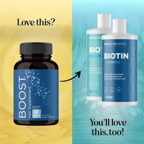 Vista 5 de Biotin 10000mcg y suplemento de colágeno – Suplemento para el crecimiento del cabello con palma enana americana para mujeres y hombres – Cola