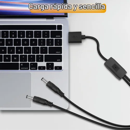 Vista 3 de 2 cables de alimentación USB a DC5521 de 5 V USB a DC5521 cable de carga divisor en Y, cable de carga de 5 V 2.5 A USB A macho a doble CC de 0.217 x
