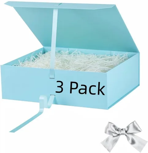 Vista 40 de GoooodGift Caja de regalo grande azul, 1 paquete de 13.5 x 11 x 5.3 pulgadas, caja de regalo de lujo para regalos con tapa de cierre magnético