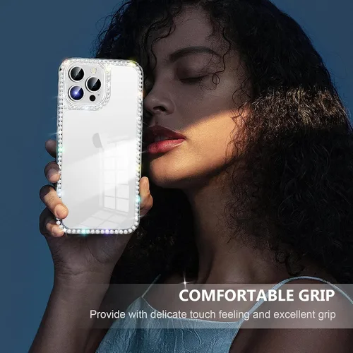 Vista 8 de Compatible con iPhone SE 2022/iPhone SE 2020/iPhone 7/iPhone 8 transparente para mujeres y niñas con purpurina 3D brillante brillante de lujo