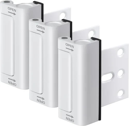Vista 10 de Cerradura de refuerzo de seguridad para puerta doméstica, paquete de 1 cerradura de puerta delantera blanca mejorada para seguridad de niños que
