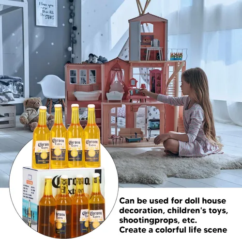 Vista 4 de Botellas de cerveza en miniatura, accesorios multiusos para casa de muñecas 1:12, detalles vívidos para regalos