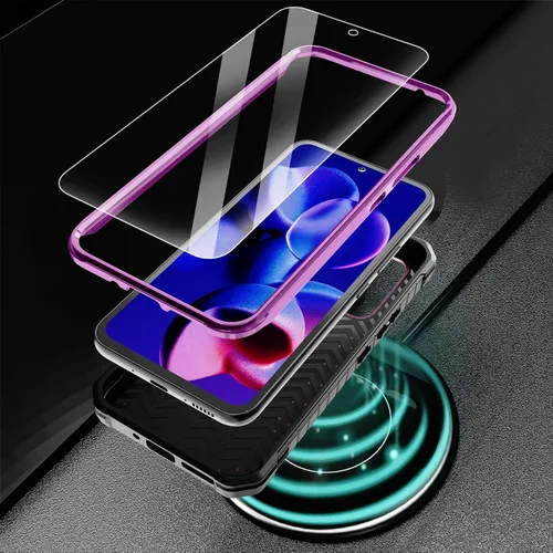Vista 7 de ExoGuard Funda para Samsung Galaxy A54 5G, funda de goma resistente a prueba de golpes con protector de pantalla incorporado (morado)