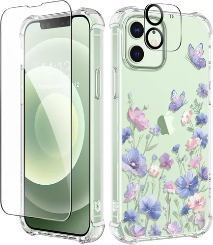 Vista 123 de GVIEWIN - Funda para iPhone 11 con protector de pantalla + protector de lente de cámara, cubierta protectora transparente suave de poliuretano
