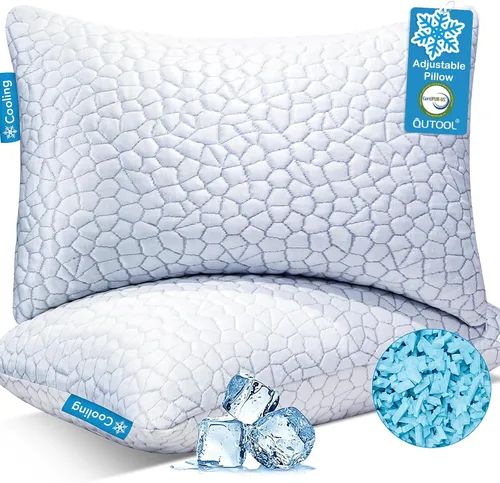 Vista 9 de QUTOOL CertiPUR-US - Juego de 1 almohadas refrescantes mejoradas para dormir, de espuma viscoelástica triturada, tamaño estándar, para personas que