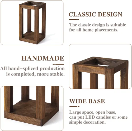Vista 4 de Farol de madera para velas, juego de 3 faroles de boda para decoración rústica, decoración de granja, boda rústica, baby shower de 6 pulgadas, 9