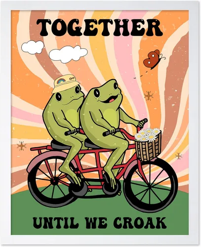 Vista 69 de Poster Master All That Is Meant To Be Poster - Retro Frog on Mushroom Print - Meditation Art - Motivational Design - Preppy Print - Trendy Decor