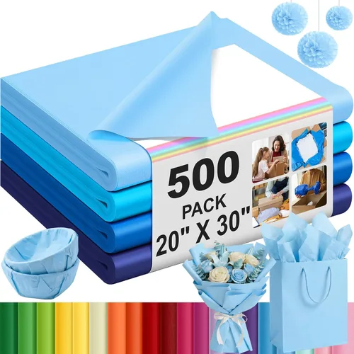 Vista 18 de Qilery - 500 hojas de papel de seda negro a granel para bolsas de regalo de 15 x 20 pulgadas, sin ácidos, para regreso a clases, papel de regalo