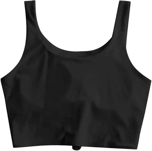 Vista 2 de ZAFUL Parte superior de bikini con nudo frontal para mujer, parte superior de tankini con cuello redondo y acolchado