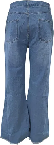 Vista 4 de Jeans de cintura alta para mujer, holgados, casuales, de mezclilla, elásticos, desgastados, para uso diario, Y2K, para adolescentes y niñas