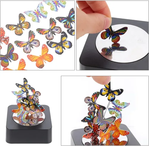 Vista 7 de LIFKOME Escultura de mariposas de escritorio, escultura magnética de escritorio, mariposas divertidas, juguete para el desarrollo de la inteligencia