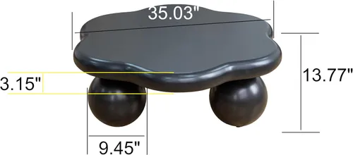 Vista 2 de SLEERWAY Mesa auxiliar Cloud para sala de estar, mesa de centro baja irregular única de 35 pulgadas, bonita mesa de té pequeña, borde redondo