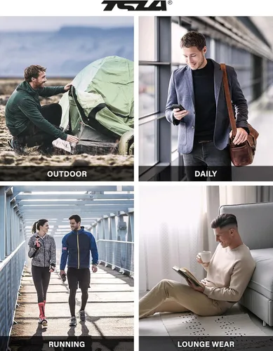 Vista 7 de TSLA Conjunto de ropa interior térmica para hombre, pantalones largos con forro polar suave, capa base cálida de invierno, parte superior e inferior