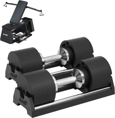 Vista 13 de SNODE AD80 Drop Proof 80 lbs Adjustable Dumbbell Set -Exhaustion Training Weights Adjustable Dumbbells with Cast Iron Plates and Cradle, Knurled