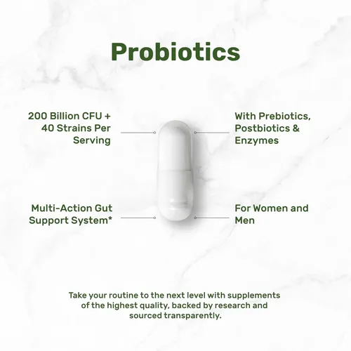 Vista 3 de DEAL SUPPLEMENT Probióticos para mujeres y hombres, 200 mil millones de UFC por porción, 240 cápsulas vegetarianas, suministro para 4 meses 40