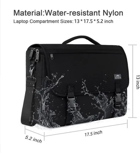 Vista 4 de MATEIN Bolsa de mensajero para hombre, maletín ligero para laptop de 17.3 pulgadas, bolsa para laptop con ruedas, maletín grande para hombre