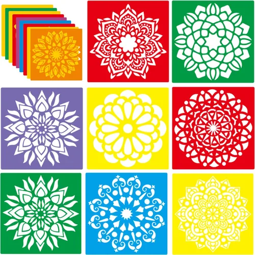 Vista 10 de Plantillas de 24 piezas, plantillas de dibujo grandes, plantilla de tiza, 8 pulgadas, juego de plantillas de forma lavable para manualidades, dibujo