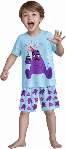 Vista 7 de Grimace Costume for Kids Boys Girls Monster Cute Shirts and Pants Cartoon T-Shirt Home Clothes for Kids 4-12 Years