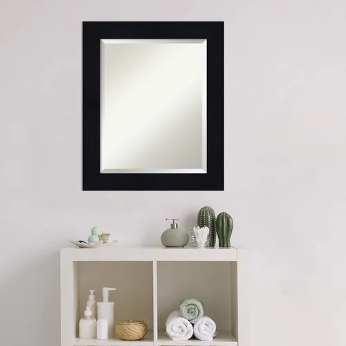 Vista 5 de Amanti Art Espejo de baño azul para sobre el fregadero, espejo de tocador rectangular azul marino Shiplap de 24 x 20 pulgadas, marco de madera