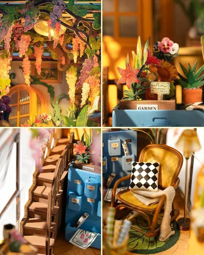 Vista 5 de Rolife - Kits de manualidades para rincón de lectura para adultos - Estantería de casa de jardín Booknook - Decoración de habitación en rompecabezas