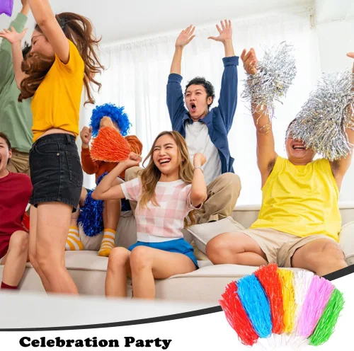 Vista 5 de Lovecheer 24 pompones de plástico de animadora con asa para animadoras deportivas y bailar