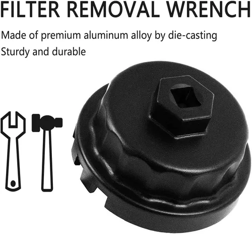 Vista 3 de Llave de filtro de aceite, 2.520 in, resistente, compatible con Toyota, Camry, Tundra, Lexus, Sienna, RAV4, Highlander, plata