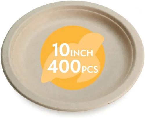 Vista 17 de Platos de papel desechables 100% compostables a granel [6 pulgadas 1000 paquetes], platos de bambú, ecológicos, biodegradables, resistentes platos