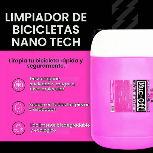 Vista 2 de Muc Off Nano Tech - Limpiador de bicicletas, 25 litros Tecnología nano avanzada, fórmula alcalina, segura en fibra de carbono, limpiador