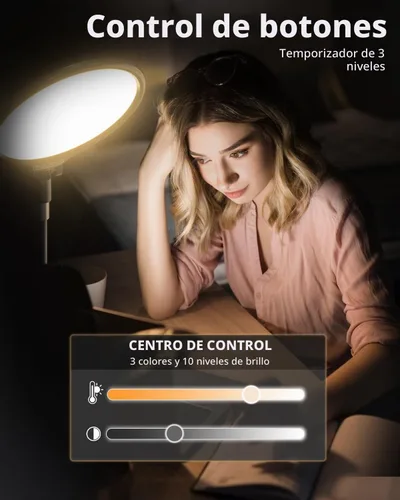 Vista 3 de UBeesize Anillo de luz para computadora portátil de 10.5 pulgadas con soporte y soporte para teléfono para escritorio, iluminación de zoom