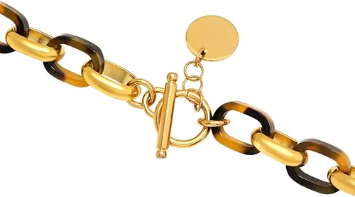 Vista 7 de Steeltime Collar con colgante de acero inoxidable chapado en oro de 18 quilates