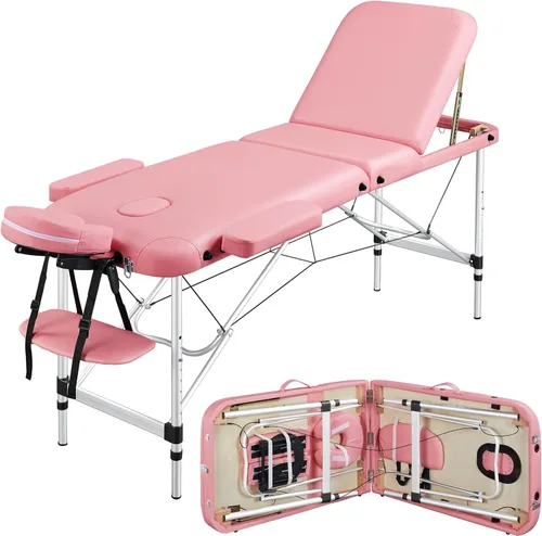 Vista 10 de Yaheetech Mesa de masaje plegable portátil Cama de tatuaje ajustable para Negro