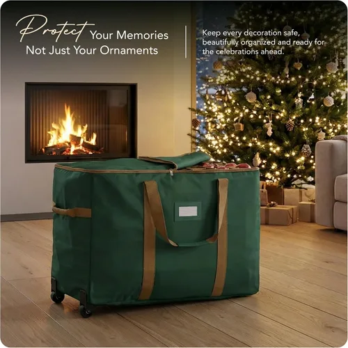 Vista 2 de Covermates Keepsakes Bolsa de almacenamiento ajustable para adornos, con asas de transporte, protección acolchada, ruedas dobles, almacenamiento
