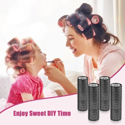 Vista 4 de WILLBOND 4 rodillos de pelo largos para flequillo, rizadores de núcleo de aluminio, rodillo térmico de autoagarre para cabello largo y mediano, Negro