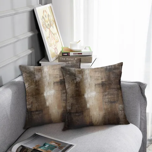Vista 5 de Britimes Fundas de almohada modernas para decoración del hogar, 16 x 16 pulgadas, juego de 2 fundas de almohada de pintura al óleo abstracta