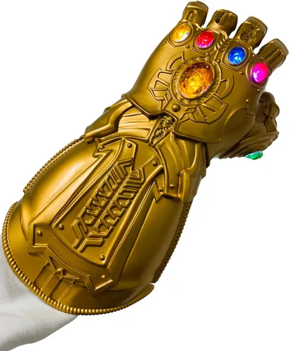 Vista 3 de Lamacun Guantelete infinito LED para adultos y niños guante infinito con imán de piedras infinitas 3 modos de flash regalo de fiesta