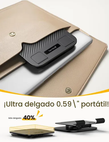 Vista 4 de Lamicall Soporte ajustable para iPad para escritorio, plegable, ultradelgado, rotación de 360°, soporte para tablet con base resistente, soporte
