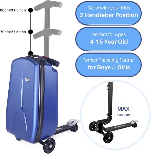 Vista 3 de iubest Maleta plegable de aluminio para niños y adultos, equipaje de viaje para niños y niñas de negocios y escuela, Versión Blue-Kids, Equipaje