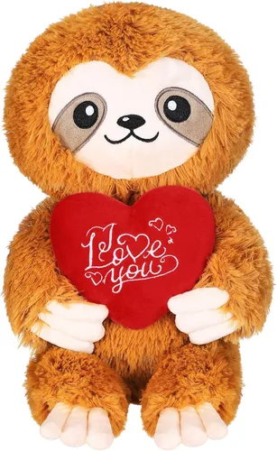 Vista 8 de Syhood Dinosaurio de peluche Love You de 12 pulgadas con corazón rojo, lindos animales de peluche para novia, juguetes de peluche de dinosaurio azul
