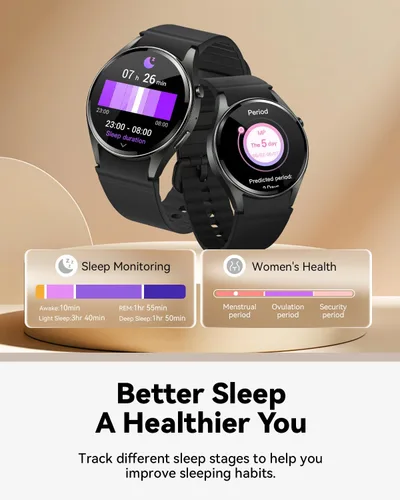 Vista 2 de Relojes inteligentes para hombres y mujeres, reloj inteligente HD de 1.26 pulgadas para teléfonos Android y iPhone (llamadas/contestadores), reloj