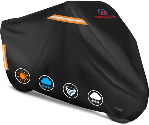 Vista 10 de Comnova - Funda para motocicleta de 81 pulgadas, 600D, impermeable, con orificio de bloqueo, ajuste universal para Harley, Honda, Kawasaki
