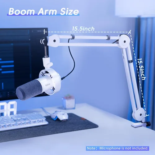 Vista 6 de FIFINE Soporte de Brazo para Micrófono, Soporte de Micrófono de Metal Resistente, Brazo de Suspensión de Tijera Ajustable para Grabación de Podcast